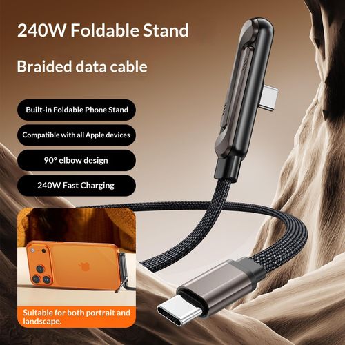 Generic 240W Type-C Cable Elbow Fast Charging With Stand - 1.5M - image 6