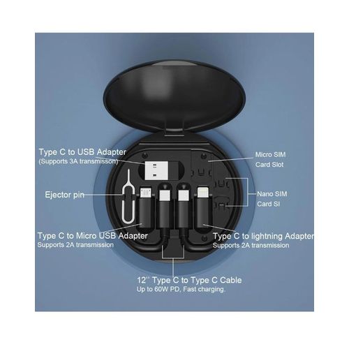 ShebSheb 4-in-1 USB C to Lightning Adapter Kit with Multi-Functional Storage Box(Black) - image 3