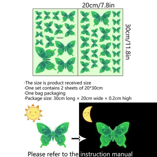 product_image_name-Generic-Green Light Butterfly Wall Decoration Luminous Wall Stickers-Suitable For Living Room Bedroom Background Decoration-2