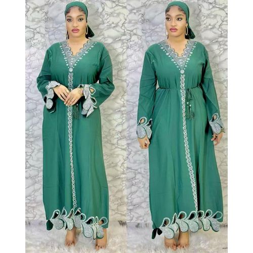 product_image_name-Fashion-Fashionable Women's Evening Dress - Elegant Office Outfit - Casual Women's Dress - Includes Scarf and Belt-Green-1