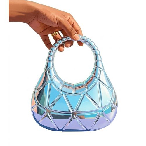 Fashion Futuristic Metallic Geometric Statement Bag