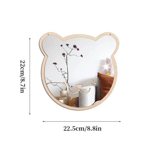 product_image_name-EiFESS-Cute Bear Shape Wall Mirror, Wooden Frame Hanging Decorative Mirror for Kids Bedroom, Nursery, Living Room, Unbreakable Acrylic Mirror-8