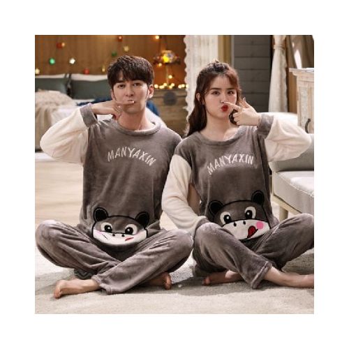 Shop Generic Fleece Couple Pyjamas Winter Warm Pijamas Women Men