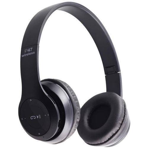 product_image_name-Generic-P47 Bluetooth Headphone with  FM Radio - Black-2