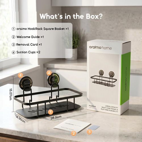 oraimo home HookRack 6KG HookRack Square Basket Suction Storage Rack - image 8