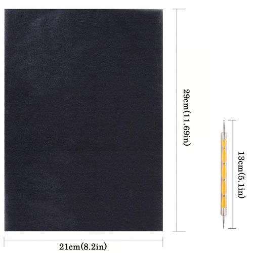 product_image_name-Generic-Carbon Copy Paper, 100 Sheets Black Graphite Paper  and 5 Pieces Ball Embossing Styluses-2