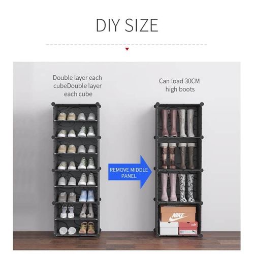 product_image_name-White Label-6 Cubes, 12 Tiers Shoes Rack - Black-6