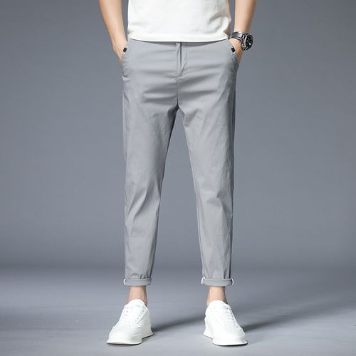 Shop Generic Men's Slim Fit Summer Thin Cotton Ankle-Length Pants Men  Fashion Leisure Versatile Haren Gray Black Green Trousers Online
