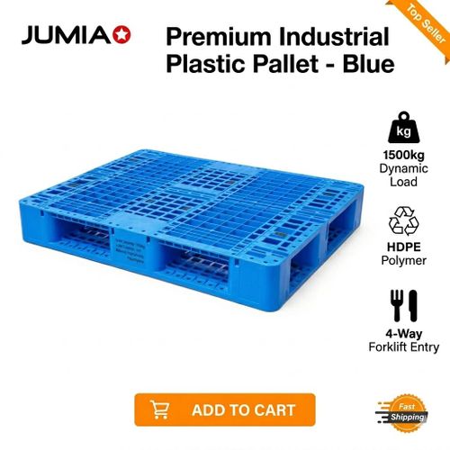 product_image_name-Pallet'Z-Premium Heavy-Duty Plastic Pallet 4-Way Entry – 1500KG Load, HDPE Industrial Storage Pallet (Blue)-1