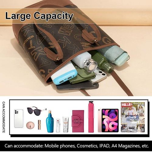 product_image_name-STY-Women Handbag Ladies Bucket Bag Brown PU Synthetic Leather Bags -Brown-4