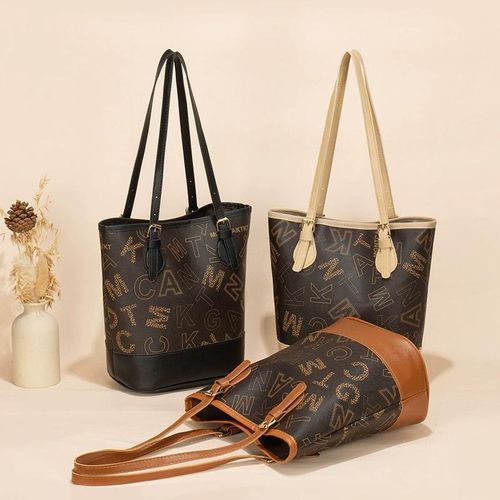 product_image_name-STY-Women Handbag Ladies Bucket Bag Brown PU Synthetic Leather Bags -Brown-5