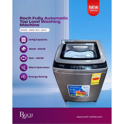 product_image_name-Roch-RWM-18TL-J(GY) Fully Automatic Top Load Washing Machine -18kg 600W- GreyBlack-1