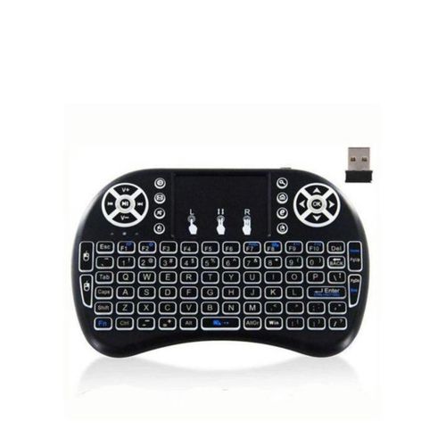 Generic Wireless Mini Keyboard with Backlit, Remote Control and Touchpad Mouse - Black