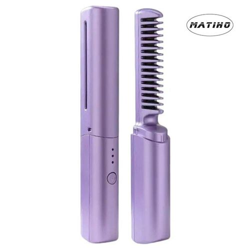 product_image_name-MATIHO-2-in-1 USB Rechargeable Hair Straightener & Hot Comb, Fast Heating Mini Hair Styling Tool for Travel-1