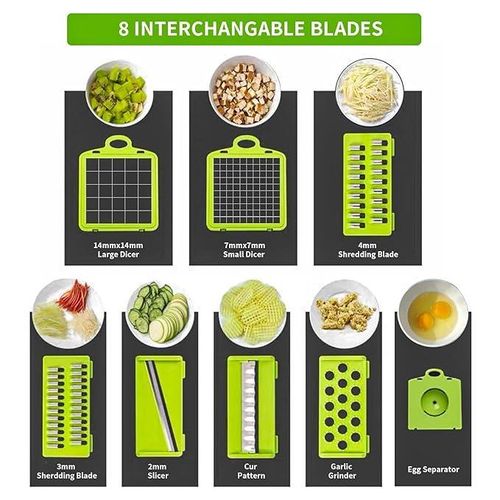 product_image_name-Generic-14-in-1 multifunctional vegetable  cutter - Grey, Green-2