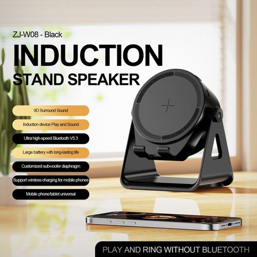 product_image_name-Vodra-4-in-1 Wireless Charging Stand with 5.3 Bluetooth Speaker Induction Speaker – Black-1