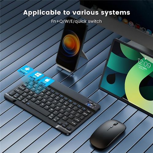 product_image_name-Generic-Portable Rechargeable Bluetooth Slim Wireless Keyboard Mouse - Black-1