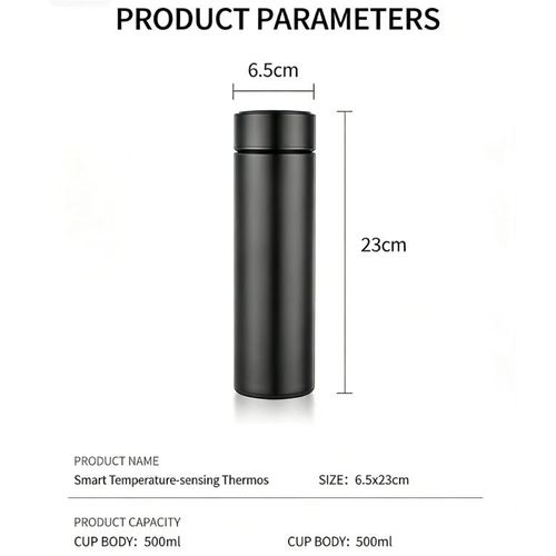 Generic LED Personalized Water Bottle with Temperature Display,500ml - Black - image 2