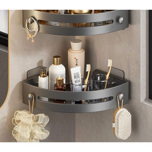 Generic Wall Corner Bathroom Shelf - Grey - image 2