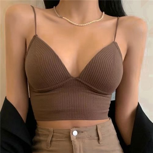 Shop Generic (Green)Ladies Camisole Knitted Crop Tops Slim Fit Stretch Push  Up Bra with Chest Pads Short Tube Top V-Neck Tops Bralette Hot Sale WEF  Online
