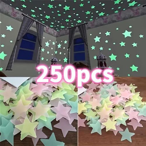 product_image_name-Generic-250Pcs Luminous Star Stickers Background Wall Decoration Bedroom Glow Stickers Fluorescent Stereo Wall Stickers Room Decor-1