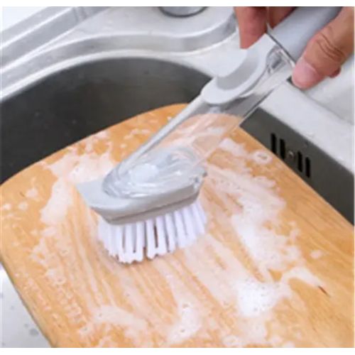 product_image_name-AD GALAXY-2 in 1 Long Handle Dish Washing Brush with Liquid Soap Dispenser  - Grey-3