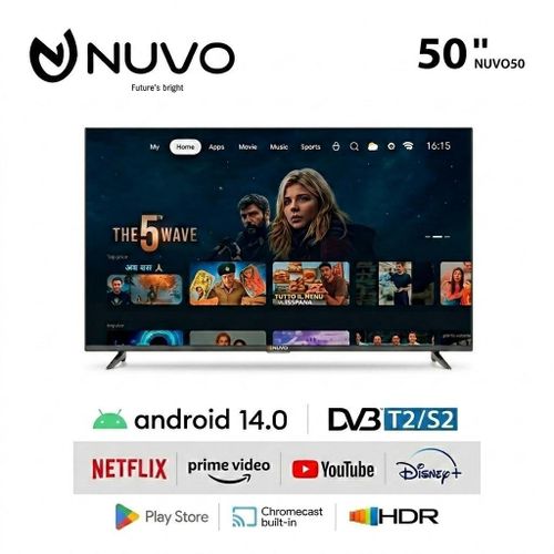 product_image_name-Nuvo-50'' 4K Smart Android TV With Cast - HDMI - USB & Coax Ports + Free Wall mount - Black -1