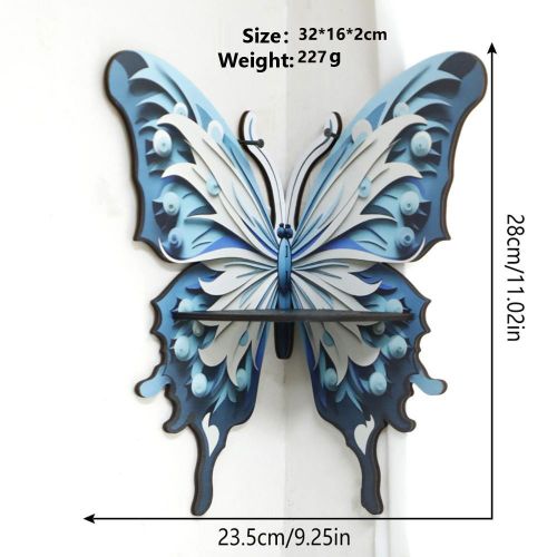 Generic Painted Butterfly Corner Shelf, Wooden Floating Shelf, Decorative Wall Shelf - image 2