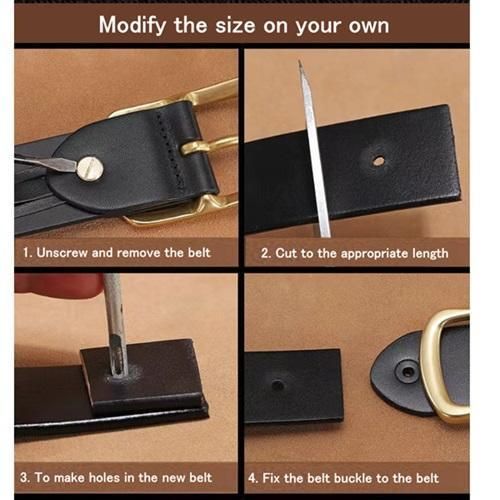 Fashion 2 Pieces Men's Premium Leather Rotating Buckle Belt- Black And Brown - image 7
