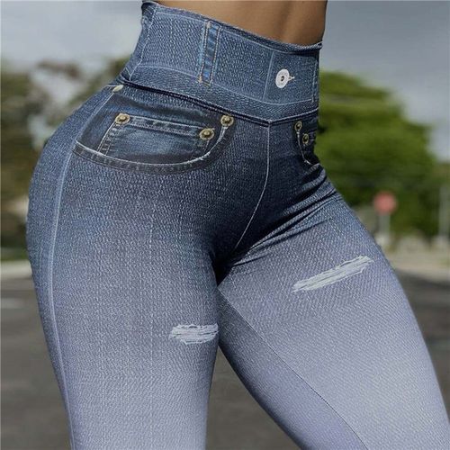 Shop Generic Women Print Denim Yoga Pant Sport Casual Jeans