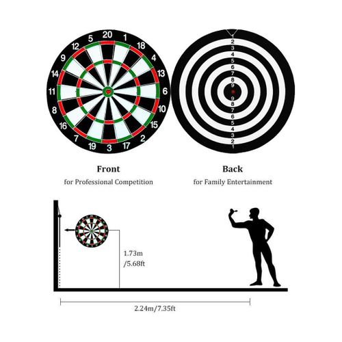 Generic Double-Sided Dart Board - 17 Inch, Includes 6 Darts, Indoor & Outdoor - image 3