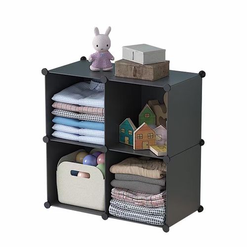 White Label 4 Cubes Wardrobe - No Doors - Black