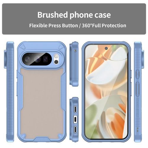 product_image_name-Generic-Slim Luxurious Brushed Matte Protective Cover for Google Pixel With Protective Airbags At All Corners, Blue.-2