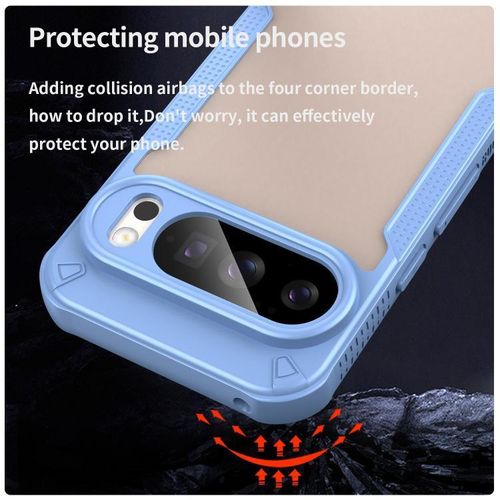 product_image_name-Generic-Slim Luxurious Brushed Matte Protective Cover for Google Pixel With Protective Airbags At All Corners, Blue.-3