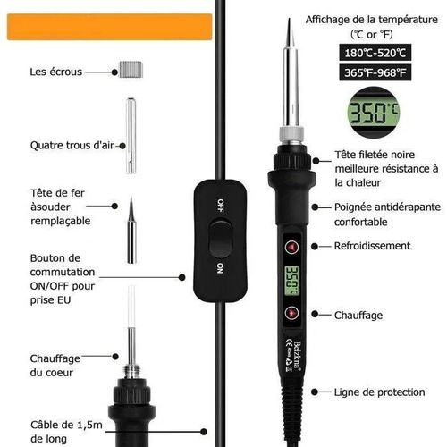 product_image_name-Generic-80W S-oldering Iron Kit, Adjustable Temperature 180-520°C, 5 S-oldering Tips - Solder Wire, Tweezers-2