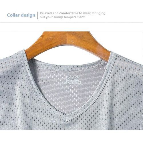 product_image_name-Fashion-5-piece men's ice silk vest Sleeveless Mesh Leisure comfort Breathable - Red+Grey+Navy+White+Black - XXXXL-3