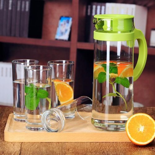 product_image_name-Generic-Quality Glass Jug with 4 Drink Glasses - Green -1