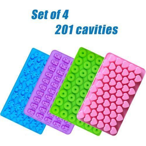 Generic Set of 4 Silicone Candy Molds - Dinosaur, Bear, Heart, Donut - Non-Stick, BPA-Free, Multi-Purpose - image 8