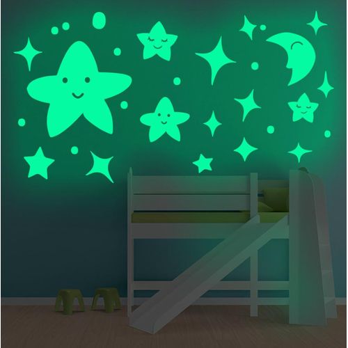product_image_name-Fashion-Fluorescent Wall Stickers with Smiling Faces Stars Moon Shining Stickers Children's Rooms Bedroom Wall Decorations Self-adhesive Luminous Stickers-5