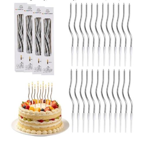 AD 6pcs Decorative Candle Cake Topper - silver - image 2