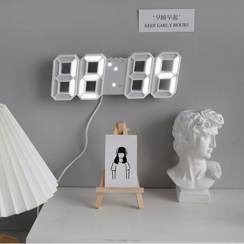 Generic 3D Pure Mini White LED Clock, Multi-Function LED Clock ,Calendar, Alarm, Temperature - image 2