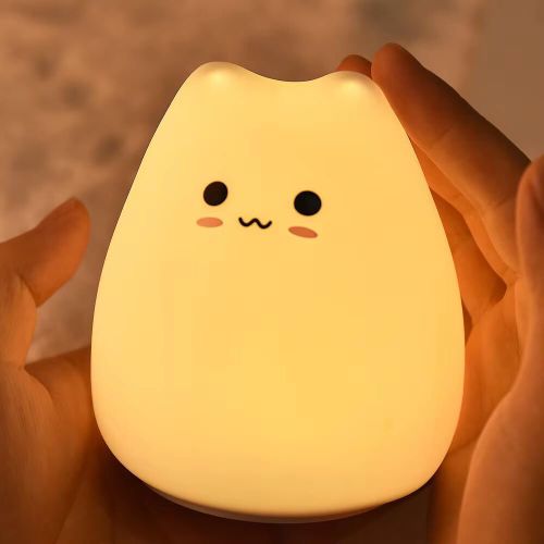 Generic Cute Silicone Kitten Night Light, Rechargeable & Dimmable with Timer, Bedtime Gift for Kids' Bedroom