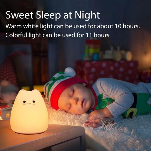 Generic Cute Silicone Kitten Night Light, Rechargeable & Dimmable with Timer, Bedtime Gift for Kids' Bedroom - image 3