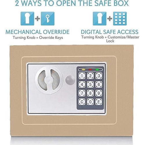 product_image_name-Generic-6L Safe Safebox With Key Electronic Secure Storage Box With Keypad And Key Lock - Brown-2