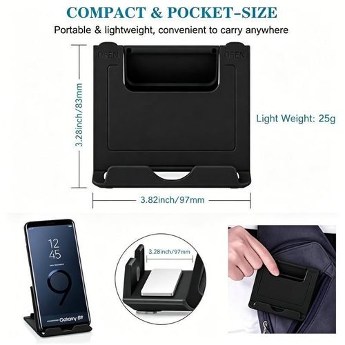 Generic Multi-Angle Adjustable Foldable Universal Phone Stand, Anti-Slip Silicone Pad Hollow Heat Dissipation Portable Desktop Tablet Holder, Lightweight Pocket Size Cell Phone Cradle For Smartphone iPad Online Class Video Call Office Kitchen Travel Use - image 3