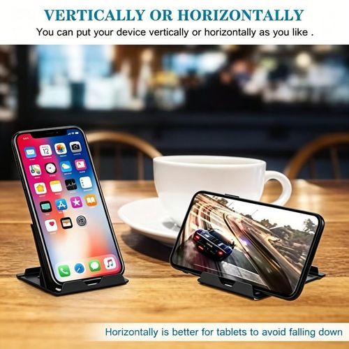 Generic Multi-Angle Adjustable Foldable Universal Phone Stand, Anti-Slip Silicone Pad Hollow Heat Dissipation Portable Desktop Tablet Holder, Lightweight Pocket Size Cell Phone Cradle For Smartphone iPad Online Class Video Call Office Kitchen Travel Use - image 4