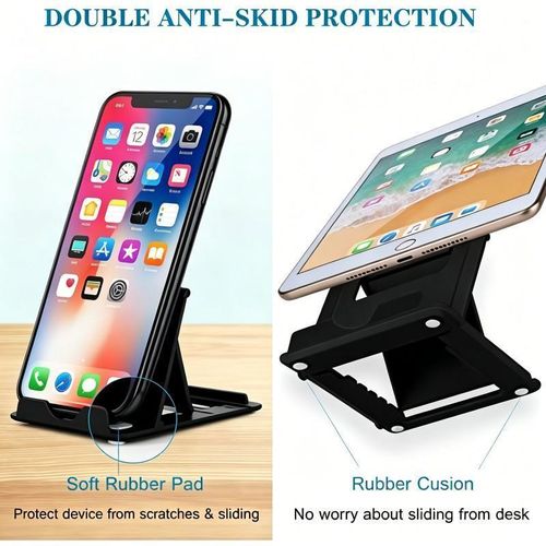 Generic Multi-Angle Adjustable Foldable Universal Phone Stand, Anti-Slip Silicone Pad Hollow Heat Dissipation Portable Desktop Tablet Holder, Lightweight Pocket Size Cell Phone Cradle For Smartphone iPad Online Class Video Call Office Kitchen Travel Use - image 7