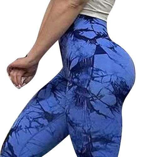 Workout Leggings for Women Yoga Leggings Tie Dye Print Blue Xl