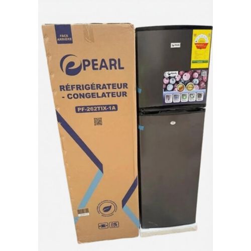 Pearl 165L Double Door Top-Mount Refrigerator & Freezer – Dark Grey