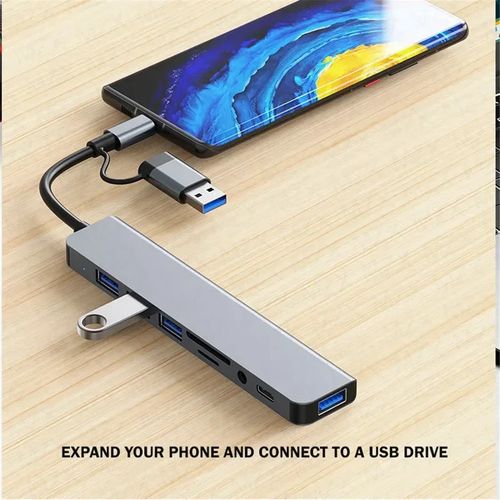 product_image_name-Generic-8 in 1 Port USB C Expander USB 3 Hub Type C Splitter Type C Dock Multiport Adapter-5
